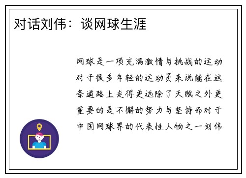 对话刘伟：谈网球生涯